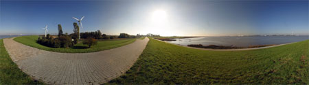 Panorama Deich Luneort Bremerhaven